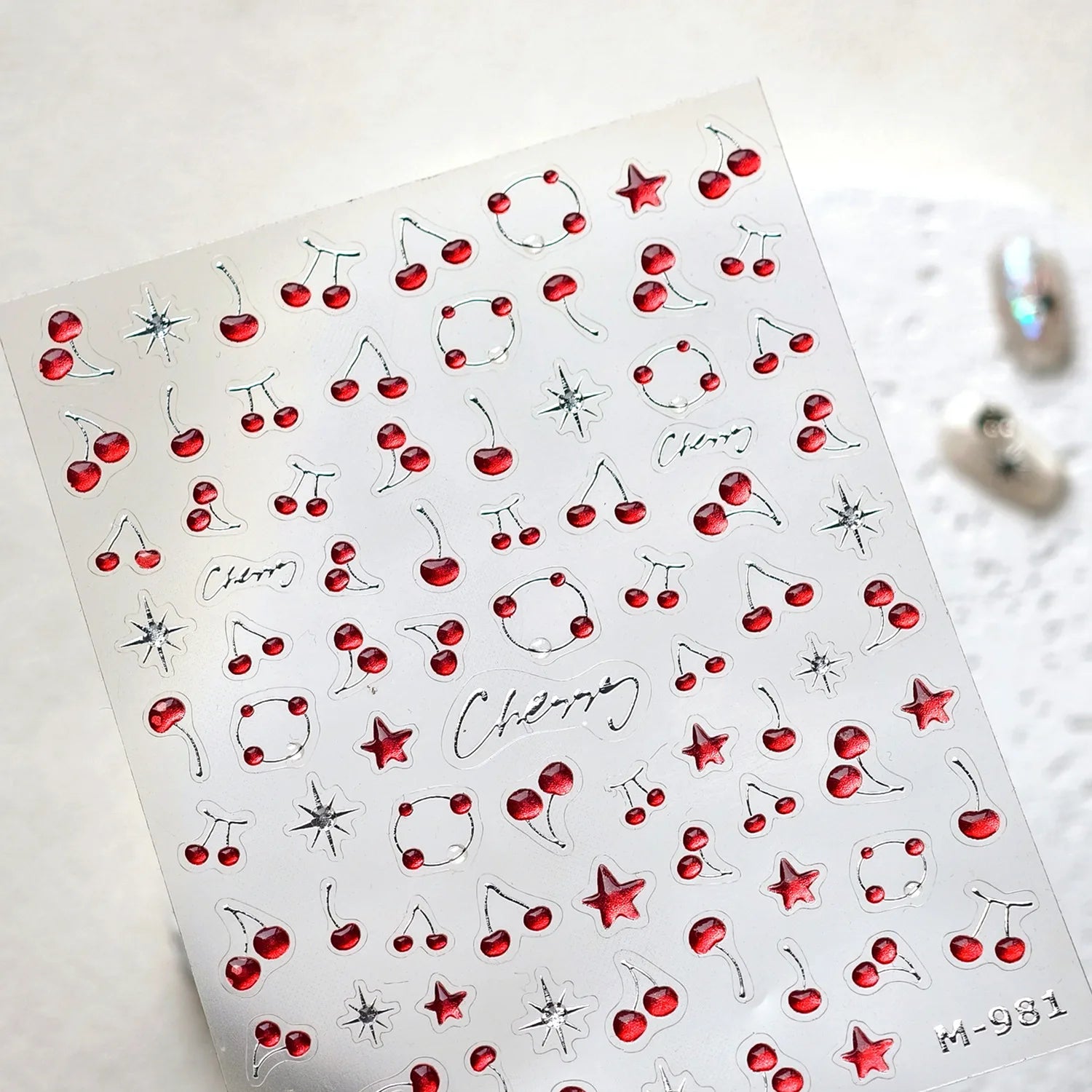 Fresh Sweet Fruits Strawberry Cherry Bowknot Love Heart Lemon 5D Nail Art Stickers Self Adhesive Decorations Nail Manicure Decal