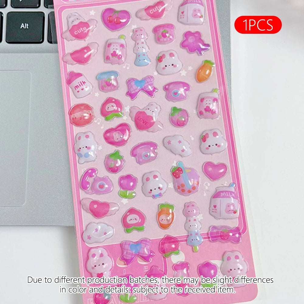 1pc Cartoon-Themed 3D Embossed Diamond Stickers, PVC Craft Decals for Scrapbooking & Stationery Decoration - Perfect for DIY Pro