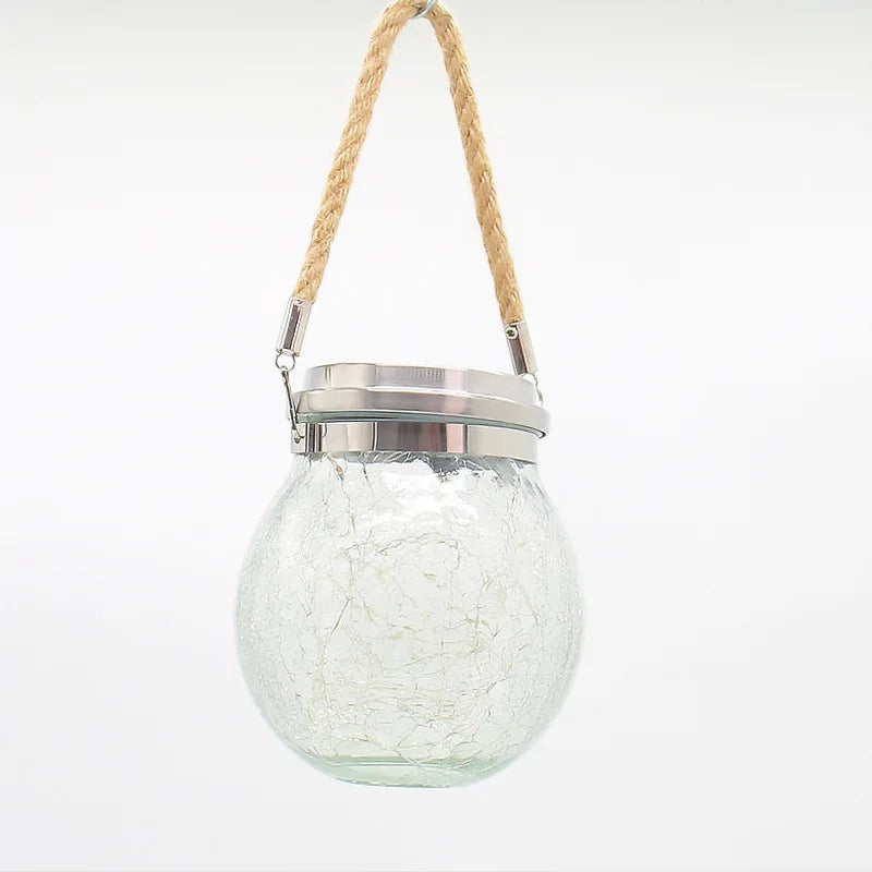 Solar Outdoor Lights Set: Garden Crack/Hanging Bottle Lights Xmas Mason Decor