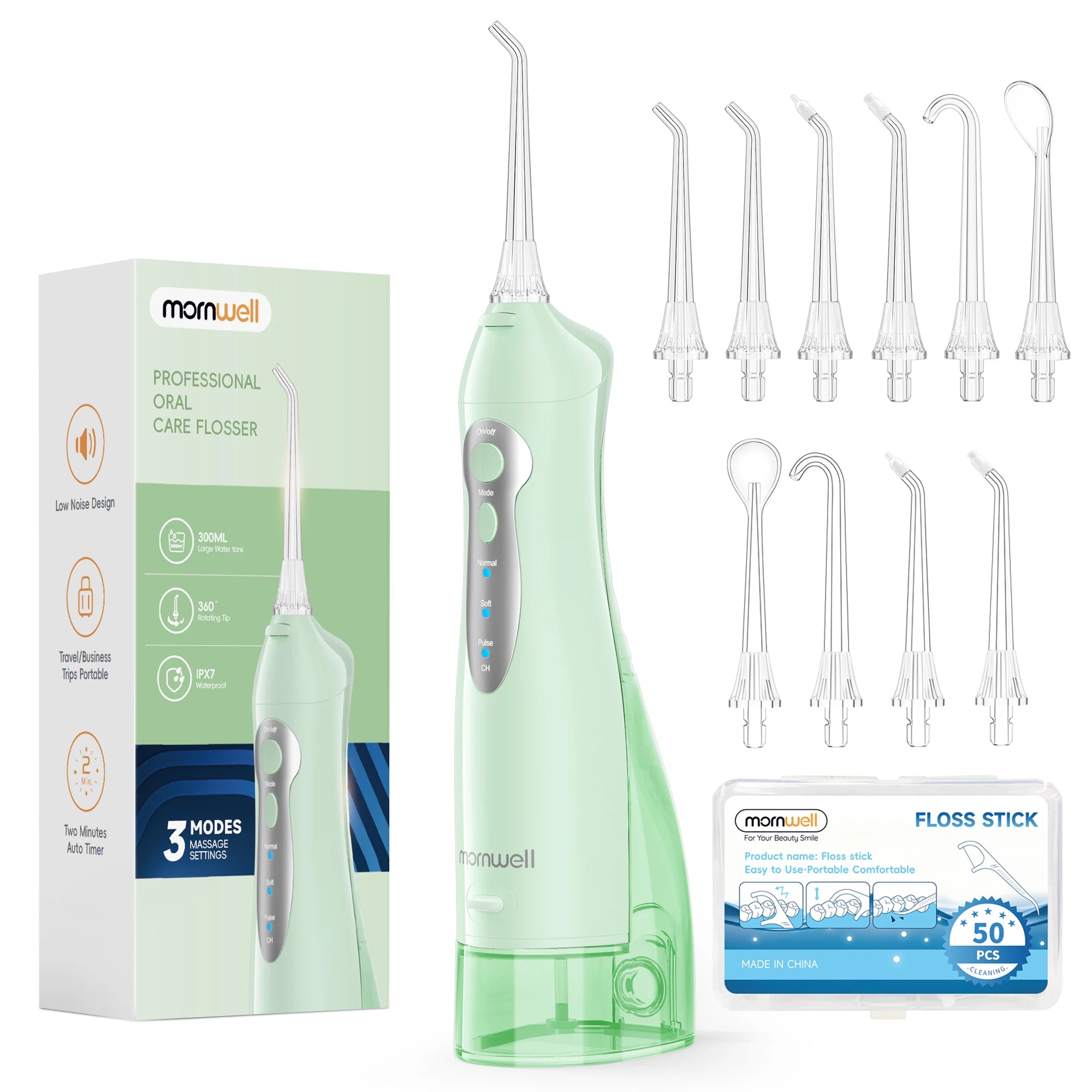Water Flosser - 300ml Rechargeable 6 Nozzles