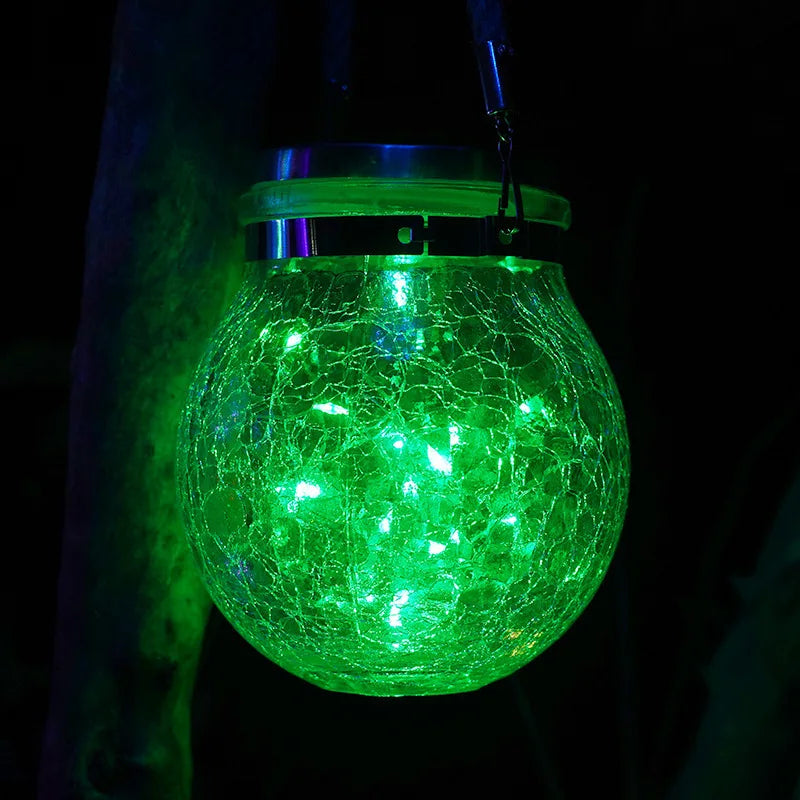 Solar Outdoor Lights Set: Garden Crack/Hanging Bottle Lights Xmas Mason Decor