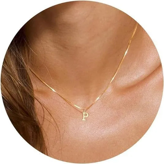 A-Z Initial Necklace 18K Gold Plated Necklace Cute Letter Stainless Steel Necklace for Women