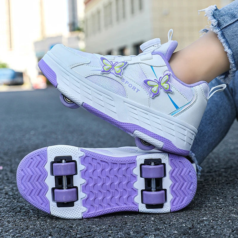 Roller Skates Girl 4 Wheels Sneakers  Kid Fashion Casual Sport Quad Skates Children Skating Shoes
