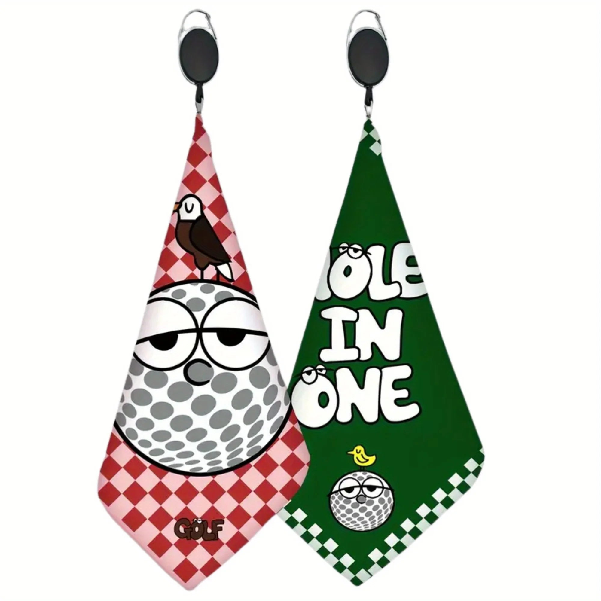 2 counts New High Quality Golf Towels Fashionable and Double Sided Print Telescopic Hook Quick Drying Super Absorbent Soft Fast