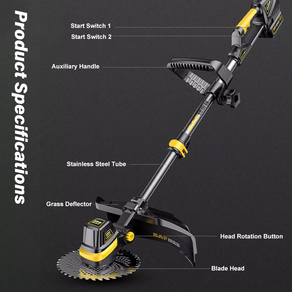 Electric Grass Trimmer Portable Brushless Lawn Trimmer Cordless Weed Eater Lawn Mower Lithium-ion Battery Lawn Cutter Lawn Edger