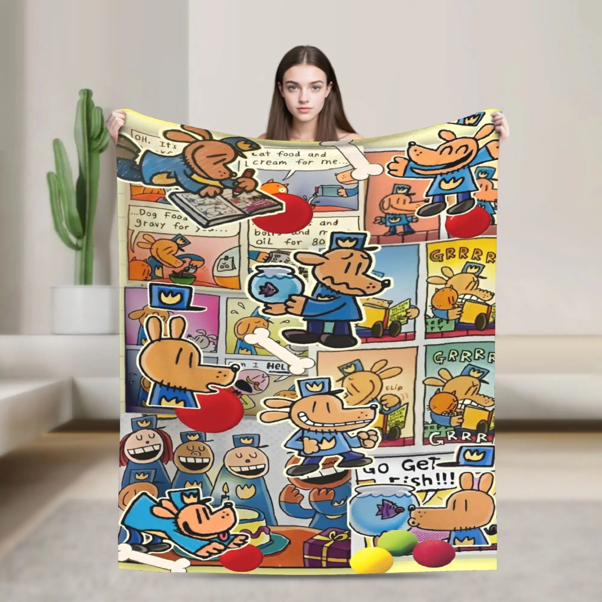 Dog Man Dogman Movie Comic Blanket Cartoon Flannel Vintage Warm Throw Blanket for Coverlet Spring/Autumn