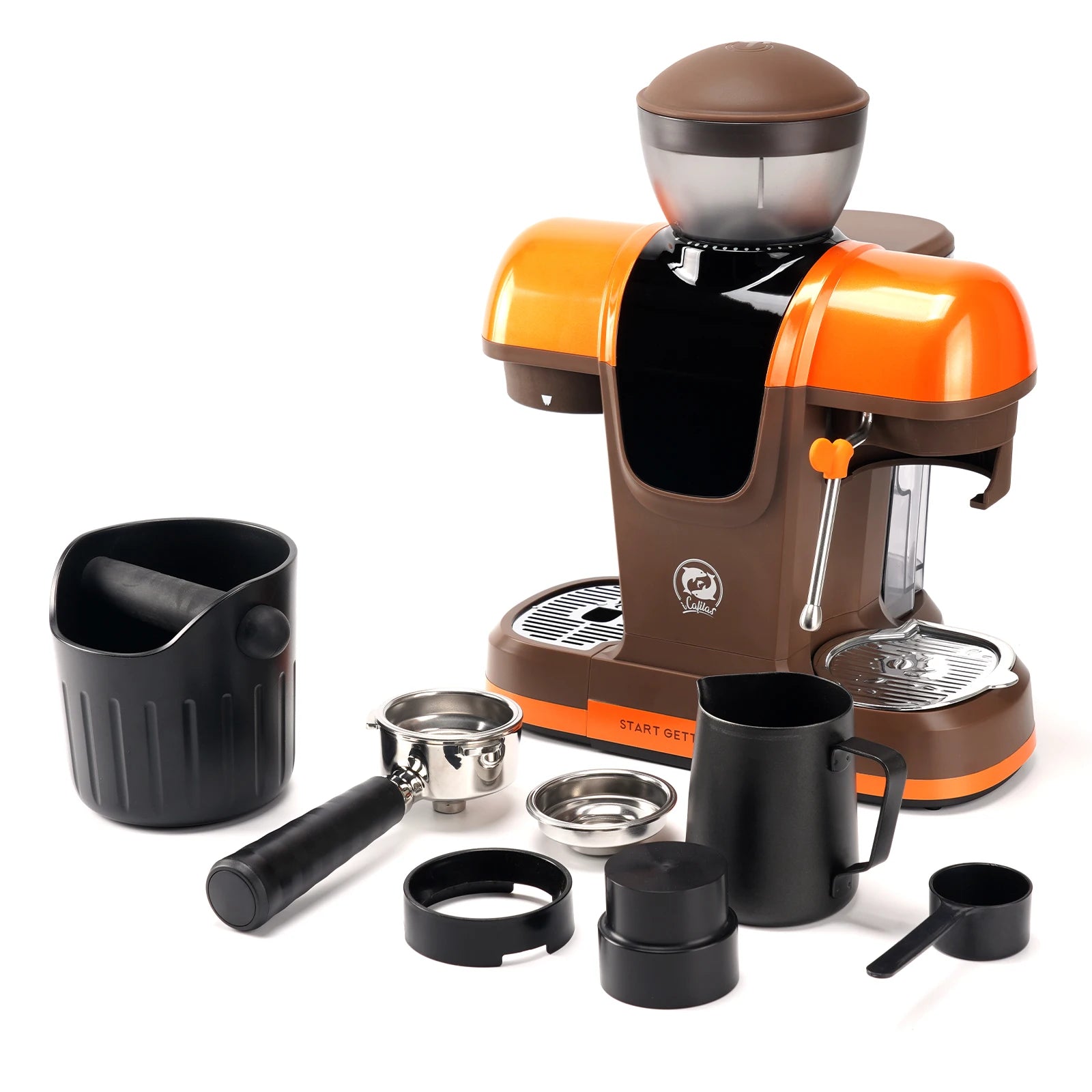iCafilas Coffee Maker 19 Bar Semi Automatic Extraction Espresso Coffee Machine with Grinder Built In Steam milk coffee machine