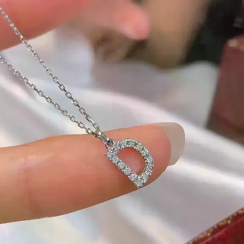 Fashion Shining A-Z Letter Pendant Charm Necklace 26 Initial Alphabet Name Clavicle Chain Party Jewelry Gift