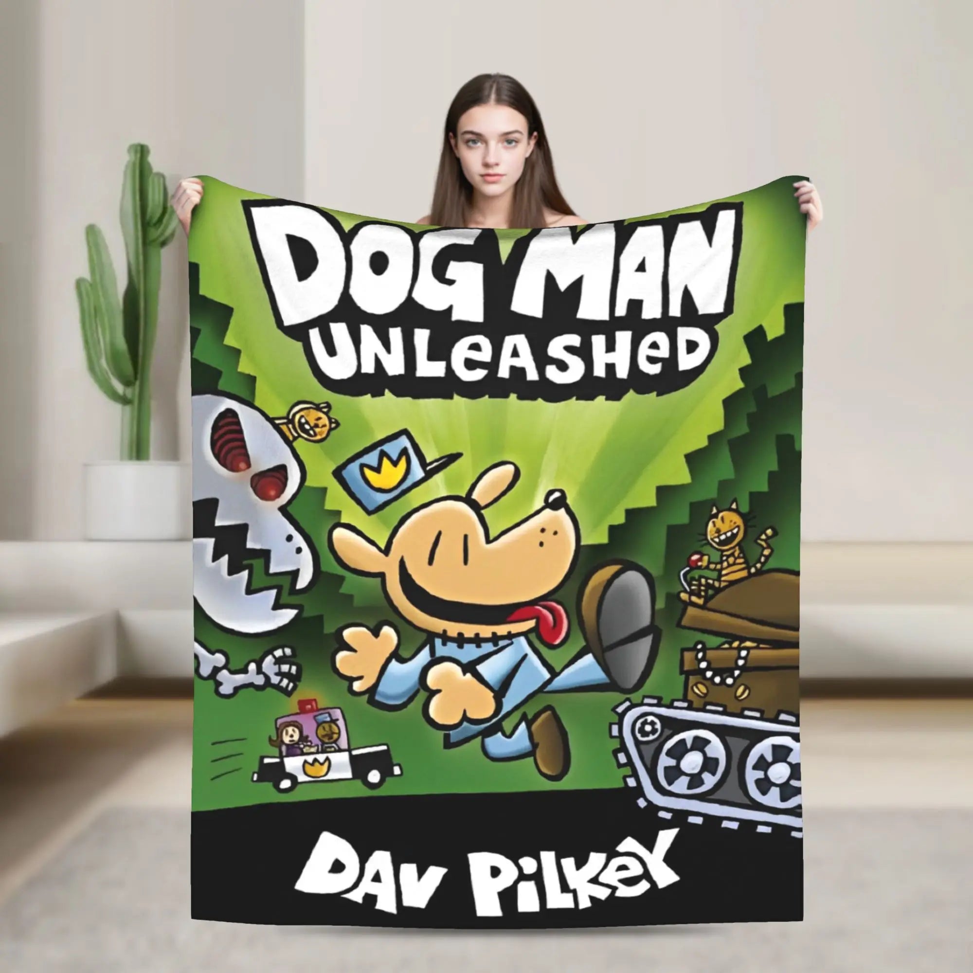 Dog Man Dogman Movie Comic Blanket Cartoon Flannel Vintage Warm Throw Blanket for Coverlet Spring/Autumn