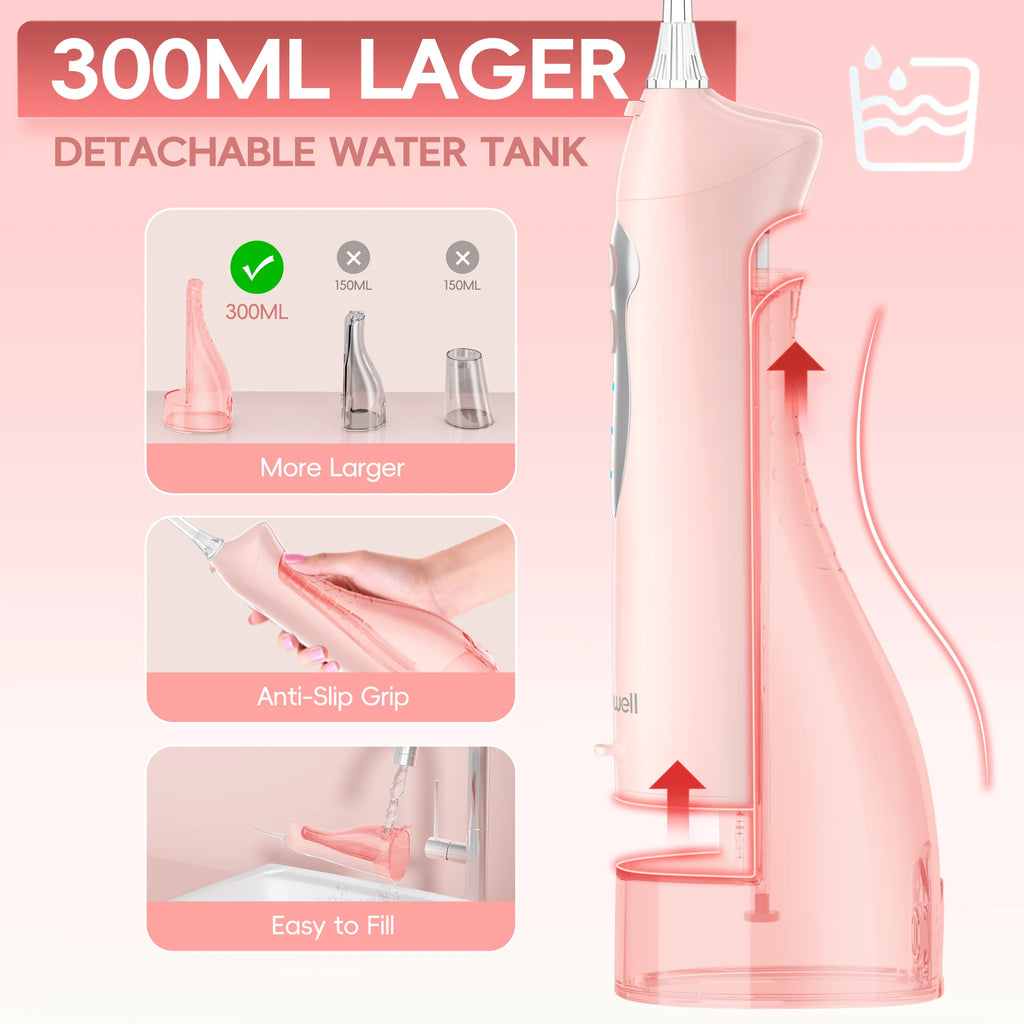 Water Flosser - 300ml Rechargeable 6 Nozzles