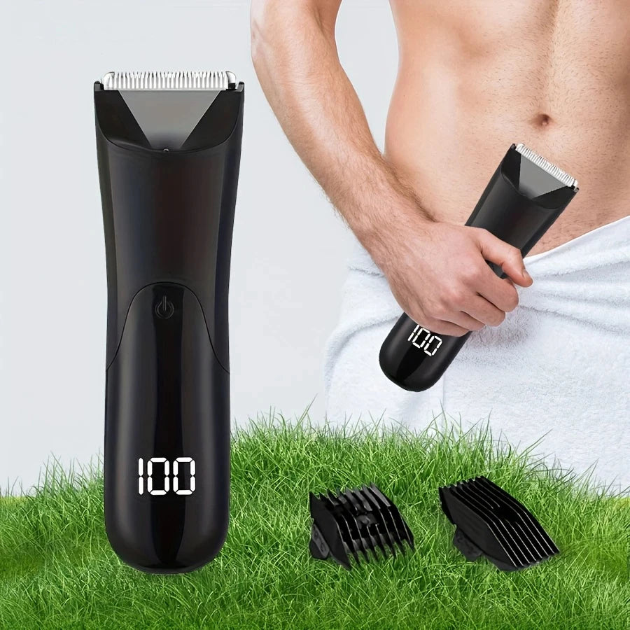 Men's Groin & Body Hair Trimmer – Electric Ball Trimmer, Ceramic Blade, Wet & Dry