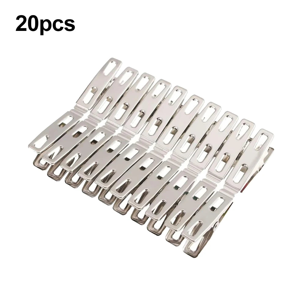 Stainless Steel Metal Clips Set - Durable Windproof Clothespins for Kitchen Food Sealing, Document Organizers & Home Storage