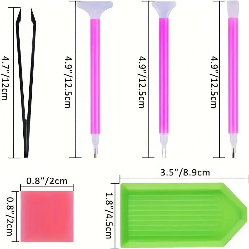 Diamond painting kit (29 pieces) DIY 5D diamond painting accessory combination kit, including diamond stitching pen, tweezers, d
