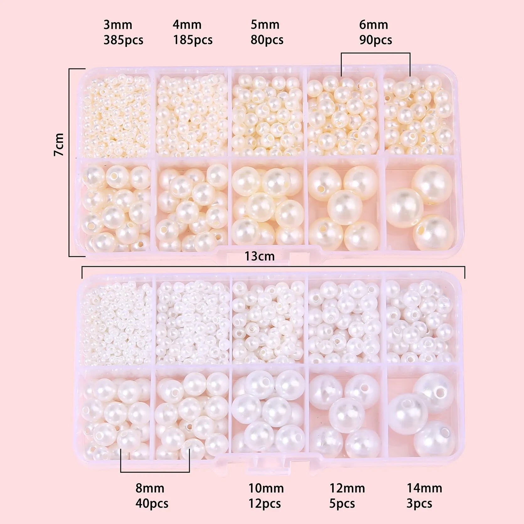 About 800pcs ABS Pearl Set Box Beads DIY Handmade Earrings, Bracelets, Necklaces, Mobile Phone Chains and Decorations