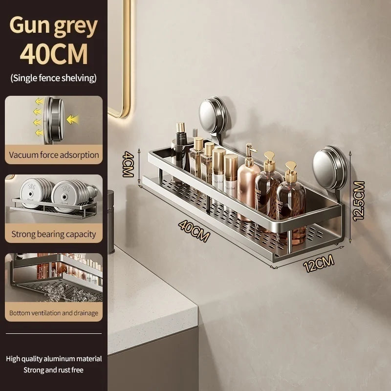 No-Drill Suction Cup storage rack Perforation-free bathroom washstand mounted wall white storage rack Kitchen storage