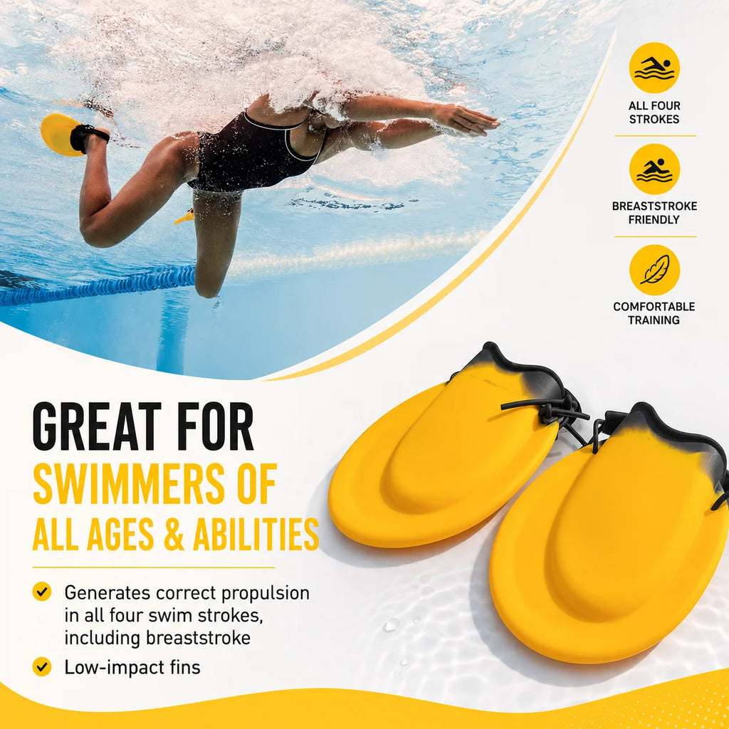 Swim Training Fins for All Strokes Ergonomic Fit Adjustable Heel Strap Comfortable Swimming Gear