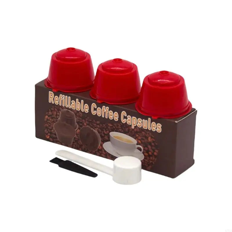 Coffee Pods Filters Set of 3 Reusable Including Cleaning Brush and Spoon Optional Color for Coffee Enthusiasts Present 87HA