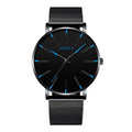 Minimalist Geneva Watch for Men Large Round Dial Mesh Strap Water Resistant Business Casual Quartz Wristwatch