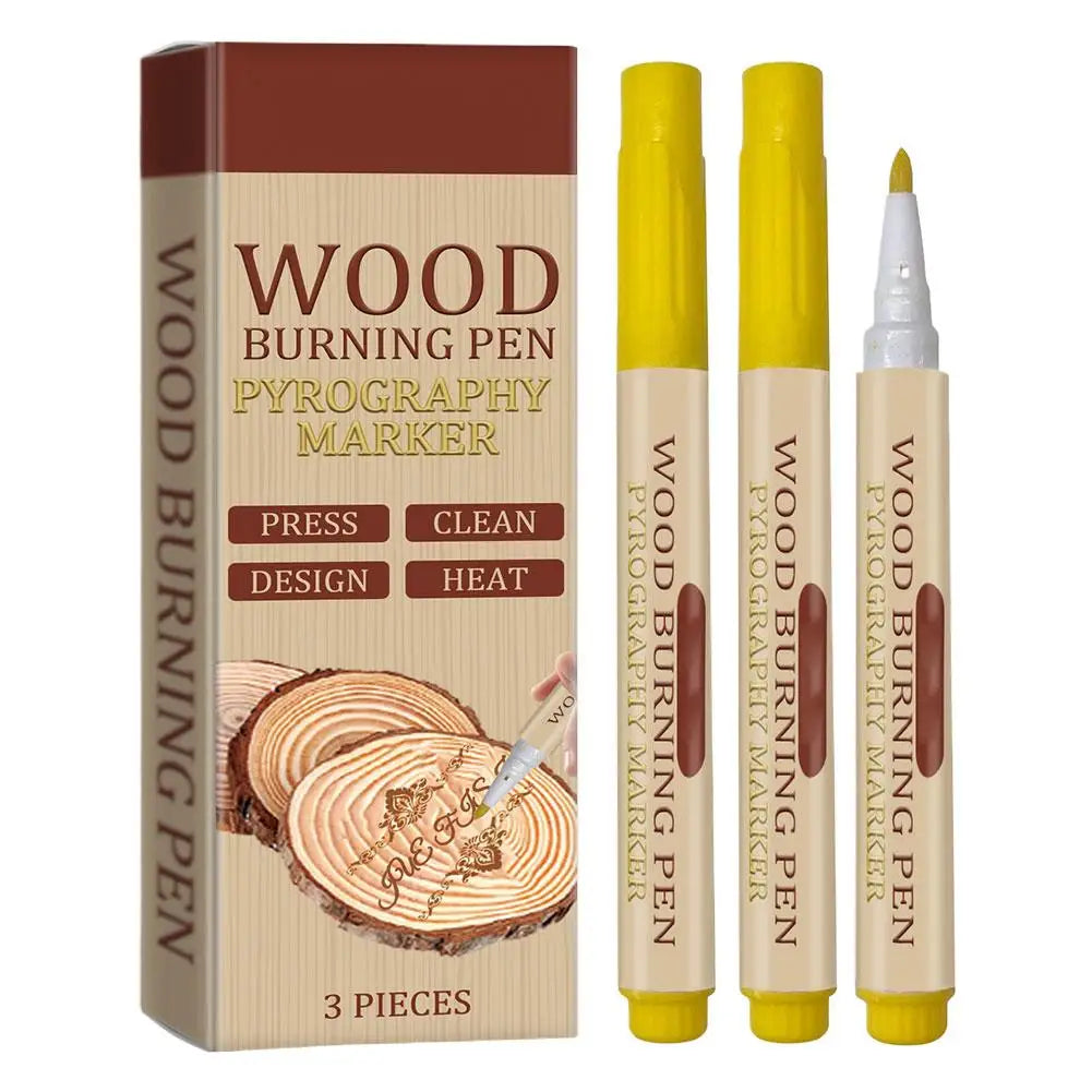 3pcs Wood Burning Pen Scorch Creative Chemical Wood Burned Marker Pyrography Pens for DIY Art Fine Tip Woodworking Marker