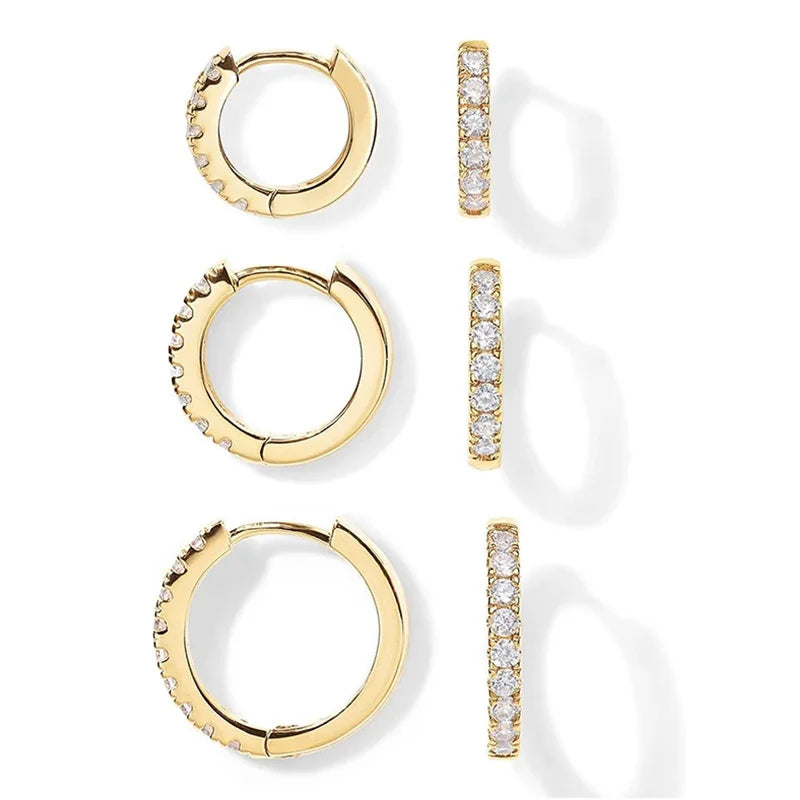 925 Sterling Silver Gold Plated Small Zirconia Huggie Hoop Earrings For Women Girls Gift Wedding Engagement Party Ear Buckle