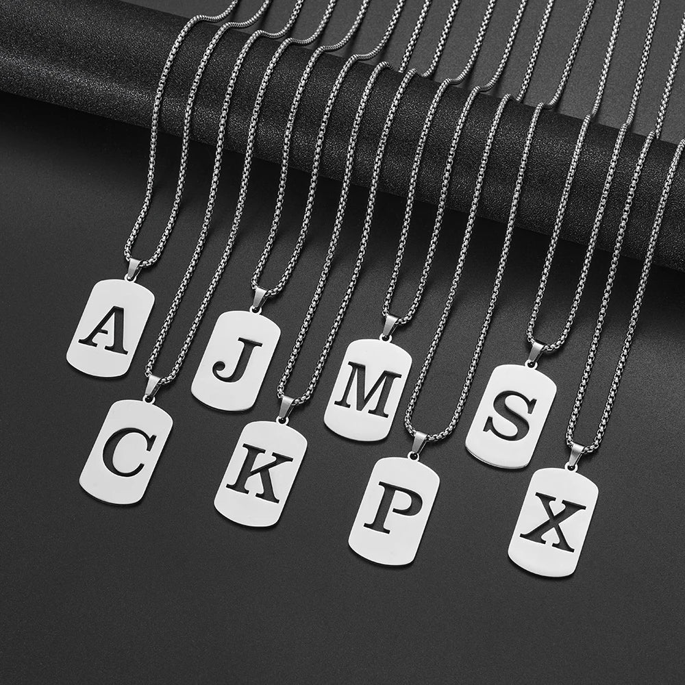 Delicate Initial Name Letters Charm Pendant Necklace For Men Alphabet A-Z Stainless Steel Jewelry Women 2024 Collar Hombre