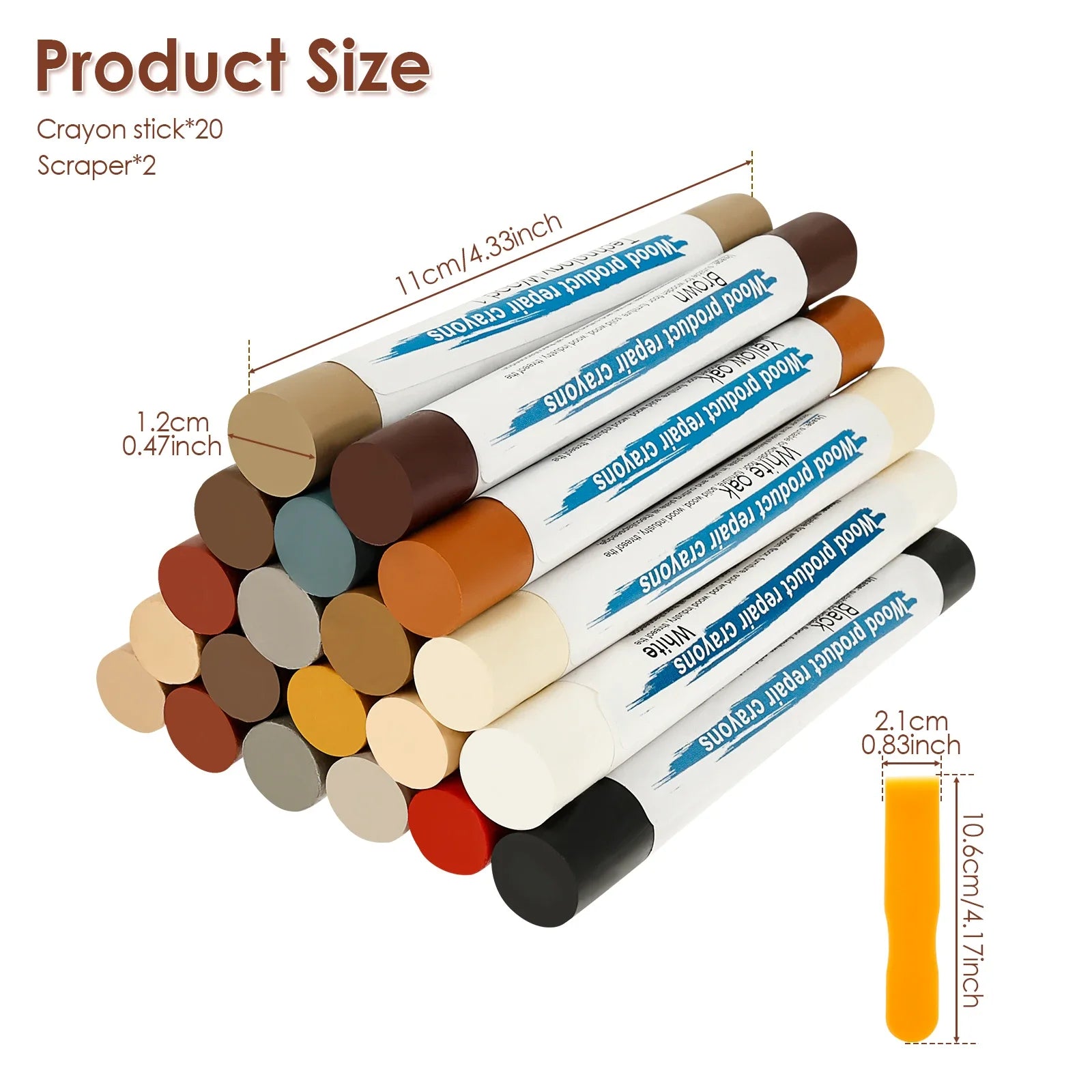 20 Colors Furniture Filler Sticks for Furniture Touch-ups and Repairs Wood Crayon Markers for Remover Scratches Holes Laminate