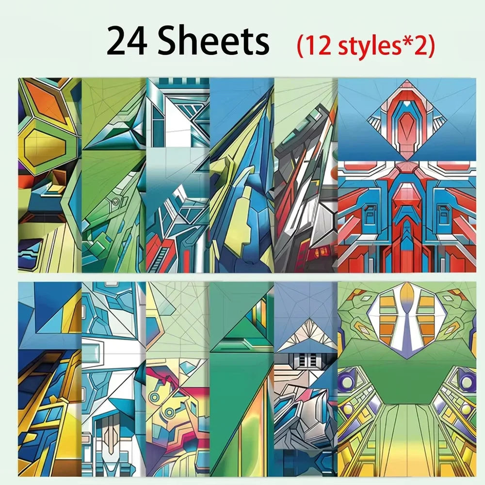 Color Origami Paper Set 12/96 Sheets DIY Handmade Craft Paper with Instruction Book for Children Boys Girls Gift
