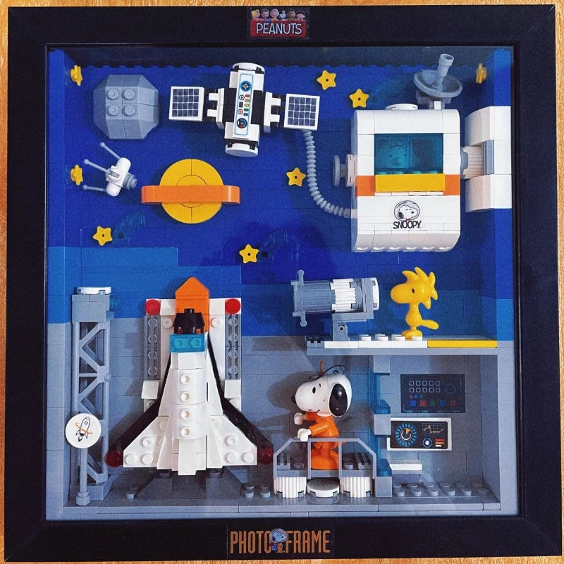 Snoopy Building Blocks Photo Frame Space Egypt Exploration Assembly Model Room Decoration Children's Puzzle Toys Birthday Gifts