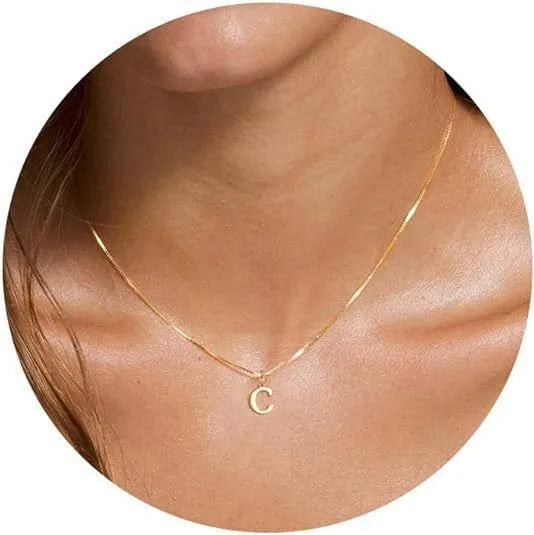 A-Z Initial Necklace 18K Gold Plated Necklace Cute Letter Stainless Steel Necklace for Women
