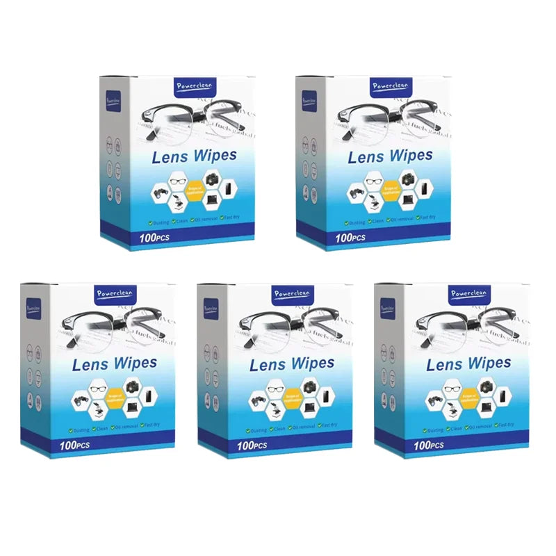 100Pcs/1-5Box Glasses Cleaner Wet Wipe Disposable Anti Fog Misting Dust Remover Cleaning Lens Wipes Sunglasses Phone Screen