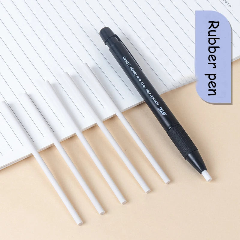 Automatic Pen Style Hard Highlight Sketching Rubber Pen Eraser Set With Replaceable Core Sketching Painting Writing Erase
