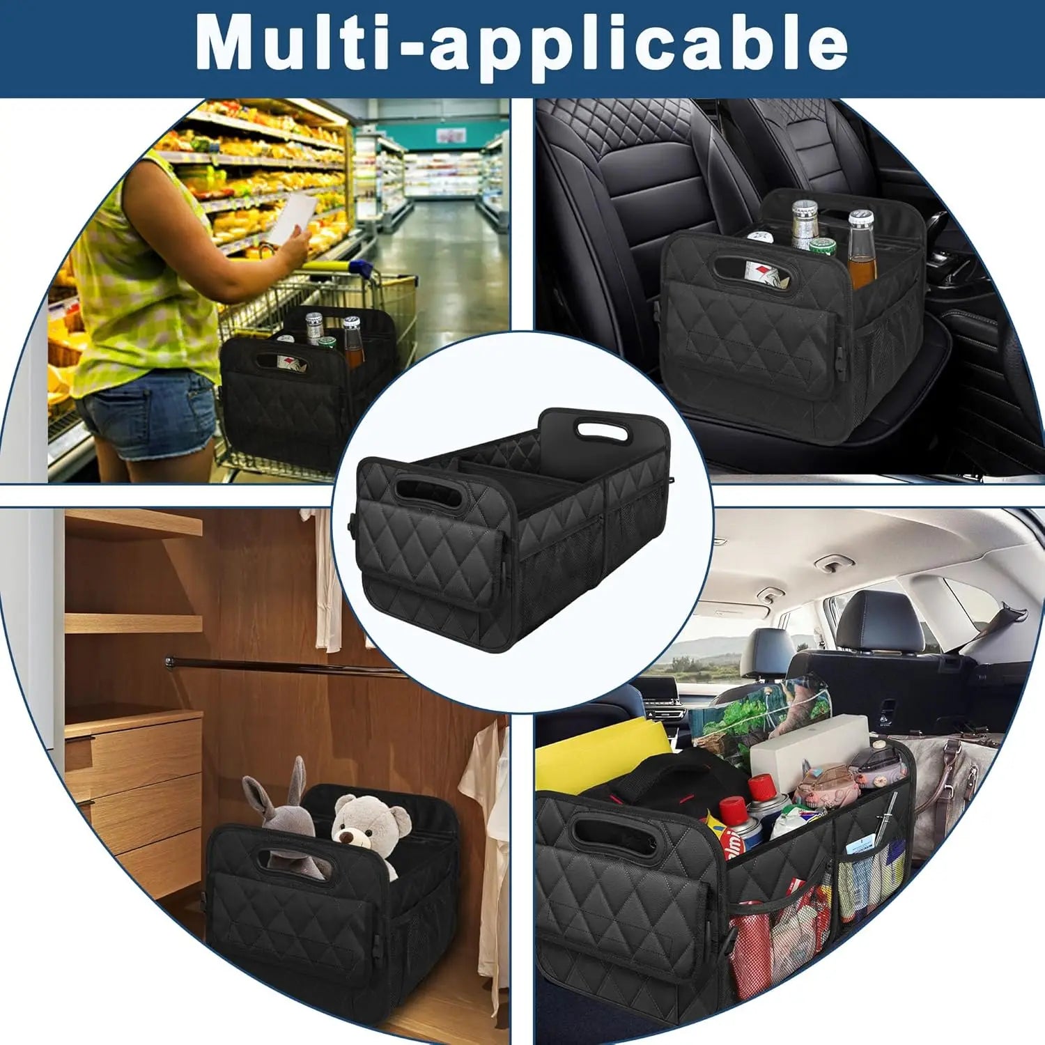 Car Trunk Organizer for SUV, Car Organizers and Storage with 6 Pocket, Car Accessories Waterproof Polyester Trunk Organizer