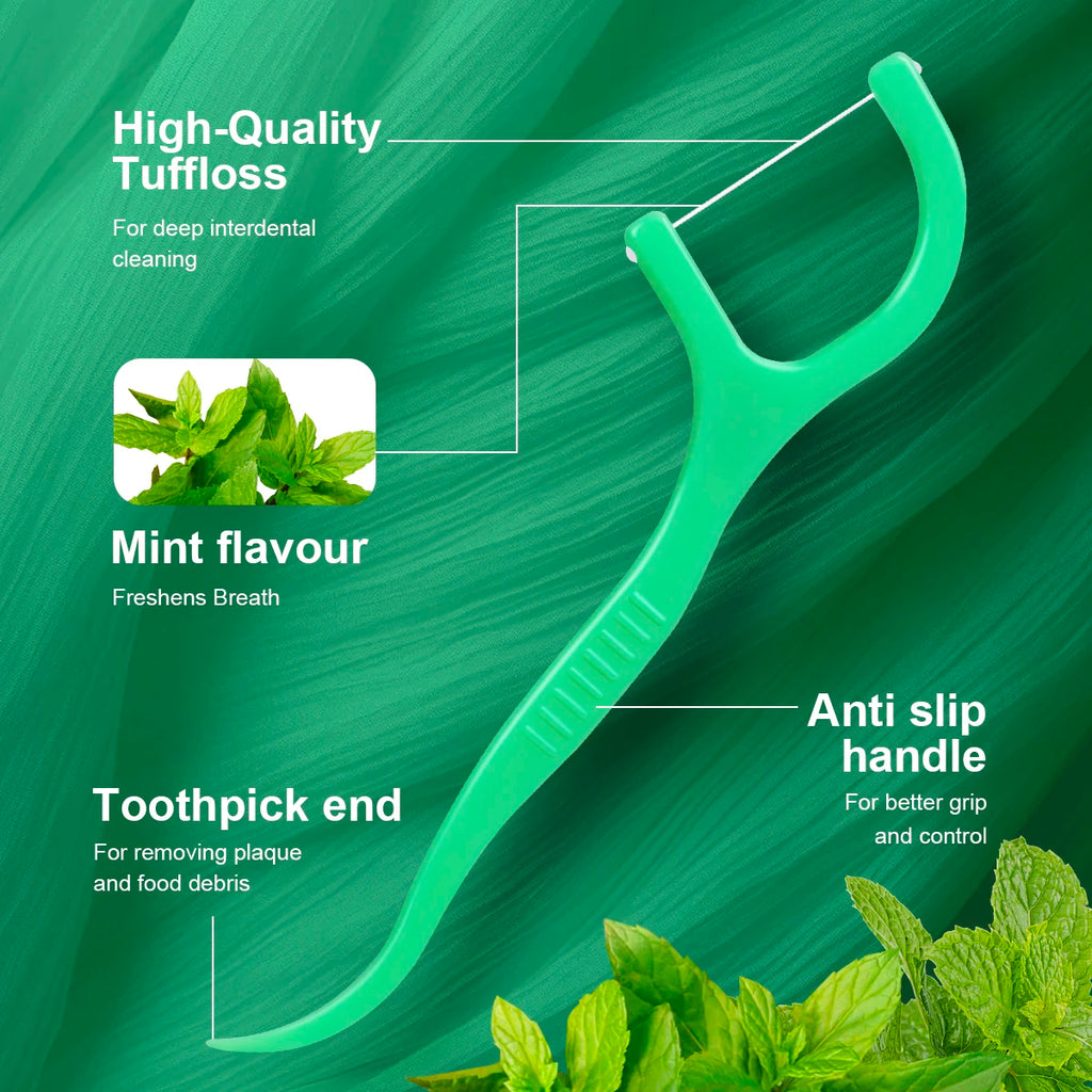 300pcs Mint Adult Dental Floss Sticks - Ultra-Fine Flosser Home Set - Portable Toothpick Thread Dental Floss Box