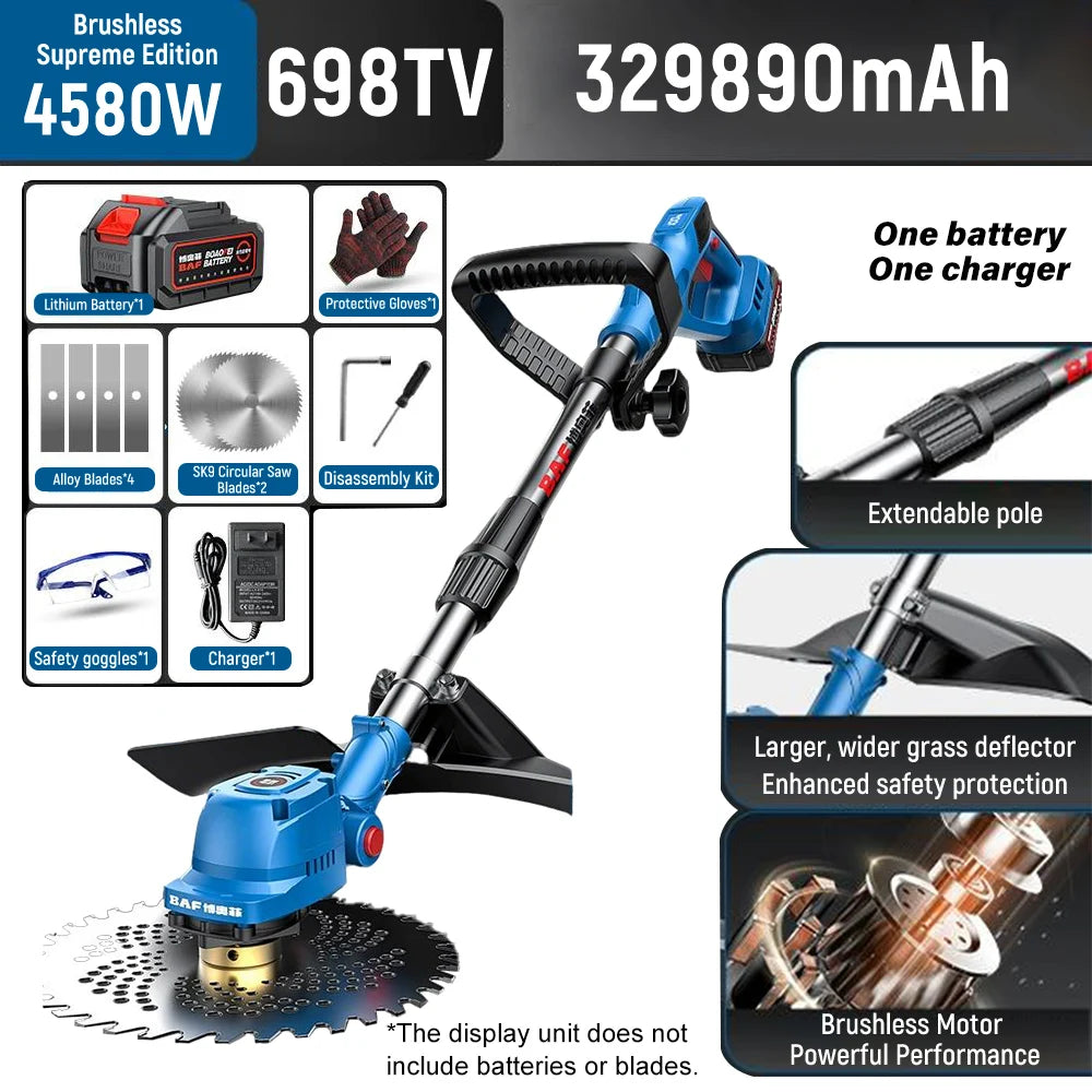 Electric Grass Trimmer Portable Brushless Lawn Trimmer Cordless Weed Eater Lawn Mower Lithium-ion Battery Lawn Cutter Lawn Edger
