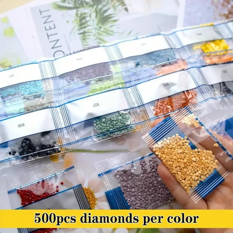 60 vibrant colored diamond painting kits (500 diamonds each), suitable for DIY diamond painting, nail art, and other decorations