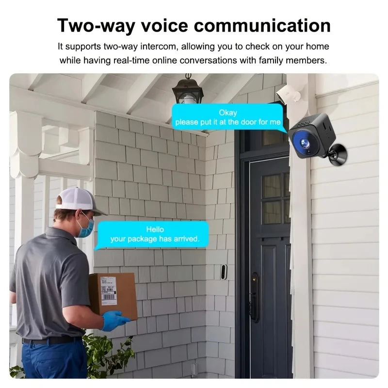 Wireless Wi-Fi Security Camera with 1080P HD Night Vision & Motion Detection  Indoor/Outdoor Security Protection Mini Camera