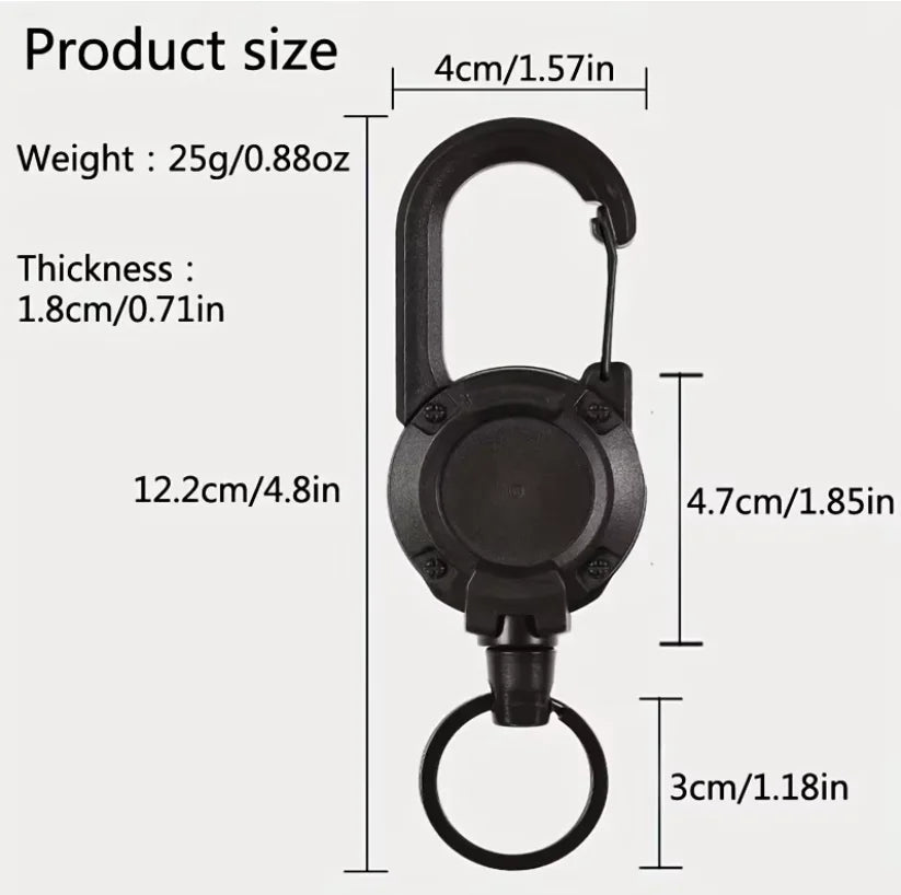 1/2pcs Extendable Retractable Holders Keychain Badge Reels Heavy Duty Clip With Carabiner Key Chain For Men Outdoor Bags