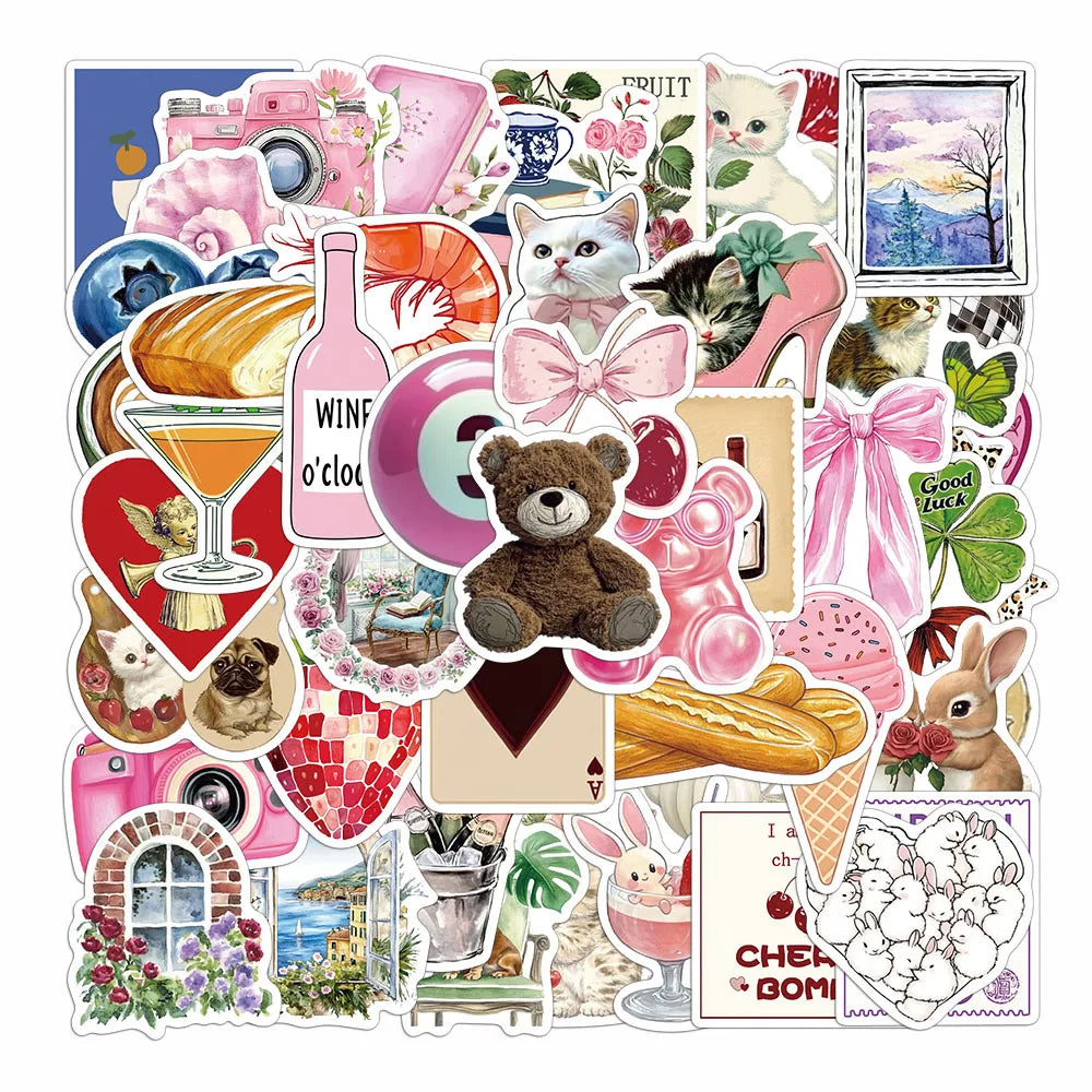 50PCS Aesthetic Pinterest Sticker DIY Diary Phone Case Handmade Scrapbook Aesthetic Stickers