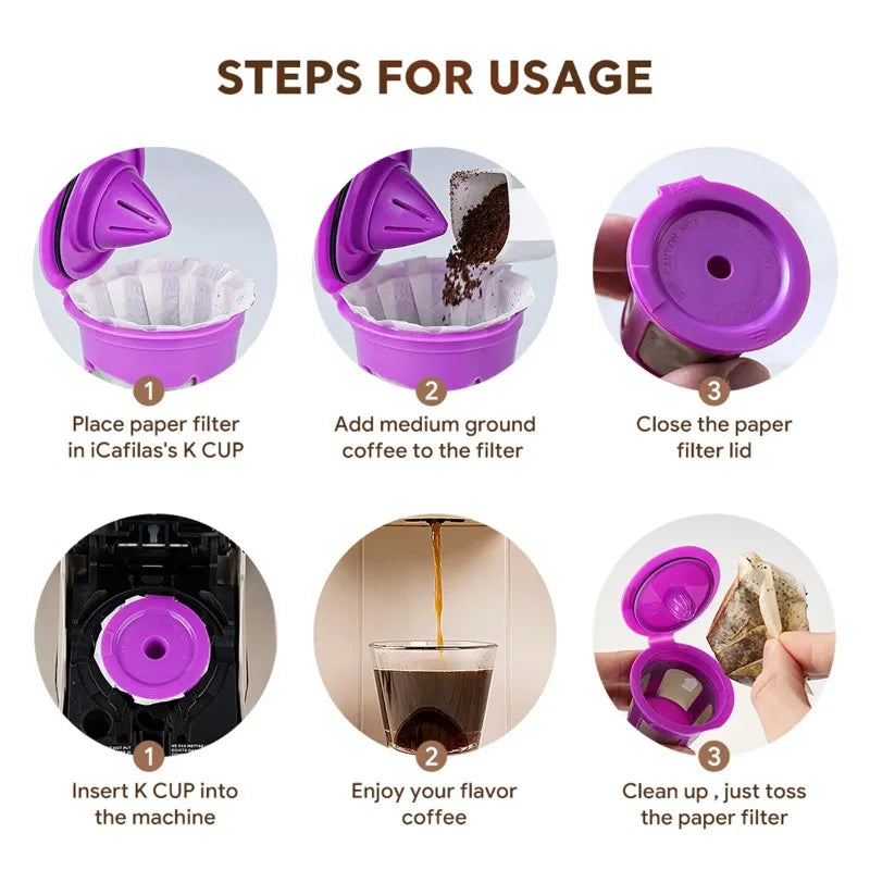 Disposable Paper Filter/ Reusable K-Cups Coffee Pods/ K-cup Coffee Capsule Cup Compatible with Keurig 2.0 and 1.0 Coffee Maker