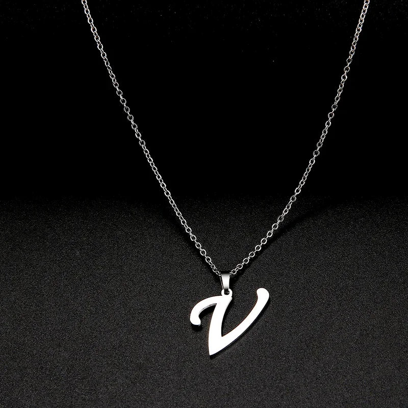 316L Stainless Steel Necklace A To Z 26 Letters Initial Minimalist Necklaces For Women Big Alphabet Pendant Gifts Jewelry gift