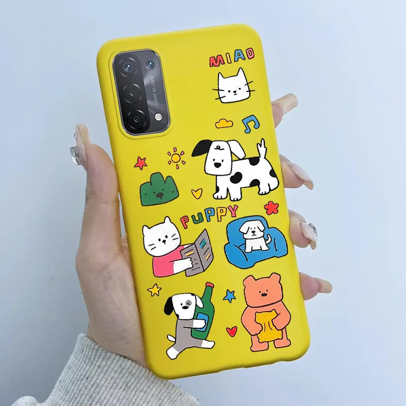 For Oppo A54 5G A74 5G A93 5G Case Soft TPU Silicone Cover Cute Astronaut Panda Phone Case CPH2195 CPH2197 CPH2263 Coque Funda