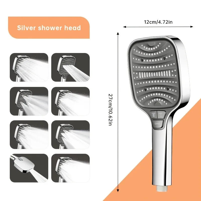 12cm Large Panel Shower Head with Filter Bathroom High Pressure Water Saving Rainfall Showerhead Square Multifunctional Nozzle