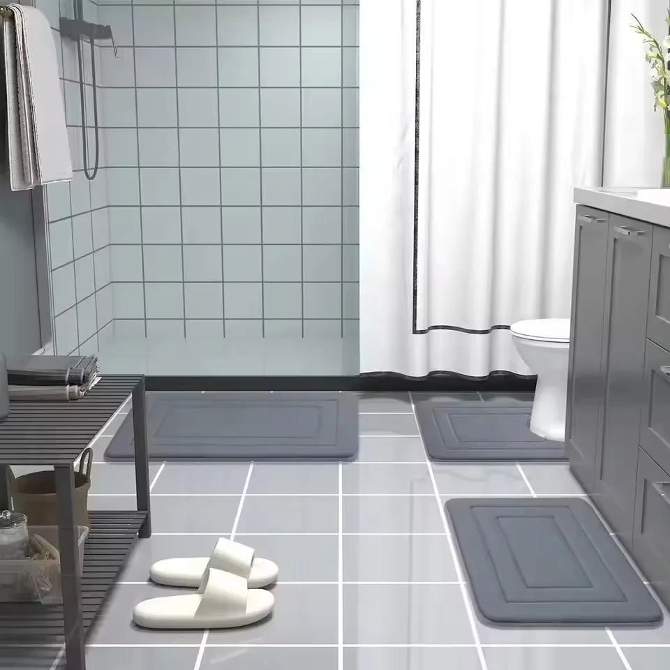 New Bathroom Anti Slip Floor Mat Soft Bathroom Mat Super Absorbent Quick Dry Bath Mat Thickened Flannel Fabric Non-Slip Door Mat