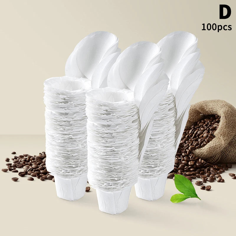 Universal Fit Disposable Paper Coffee Filter for Keurig Single-Serve Reusable K-Cups Coffee Maker - Pack of 100