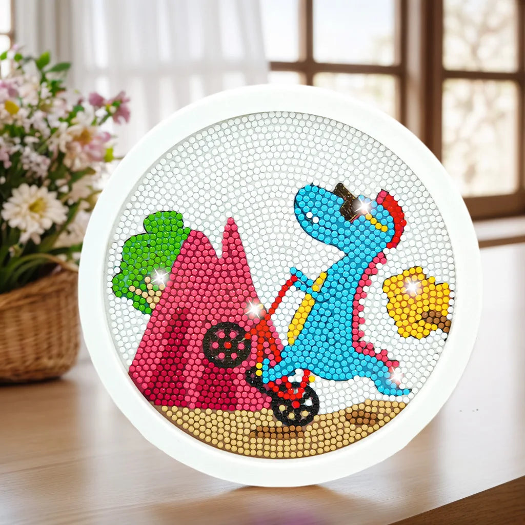 Cartoon Diamond Painting Kits Animals with Wooden Frame Kits for Kids DIY handmade Dinosaur Creative Point Diamond Paint