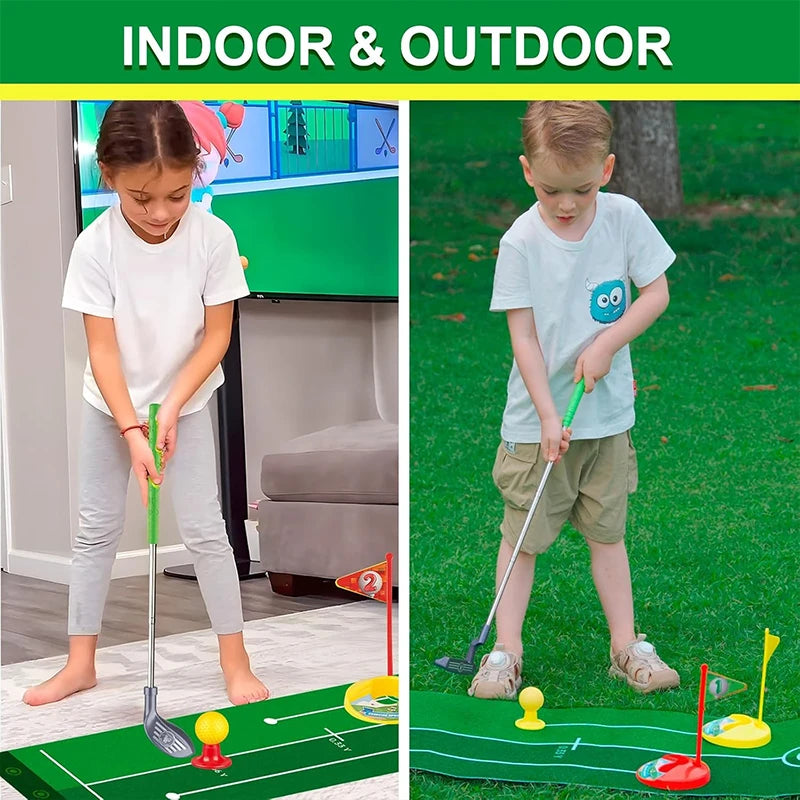 1set children's golf club set outdoor sports toys sports games competitive indoor interactive retractable golf club set toys