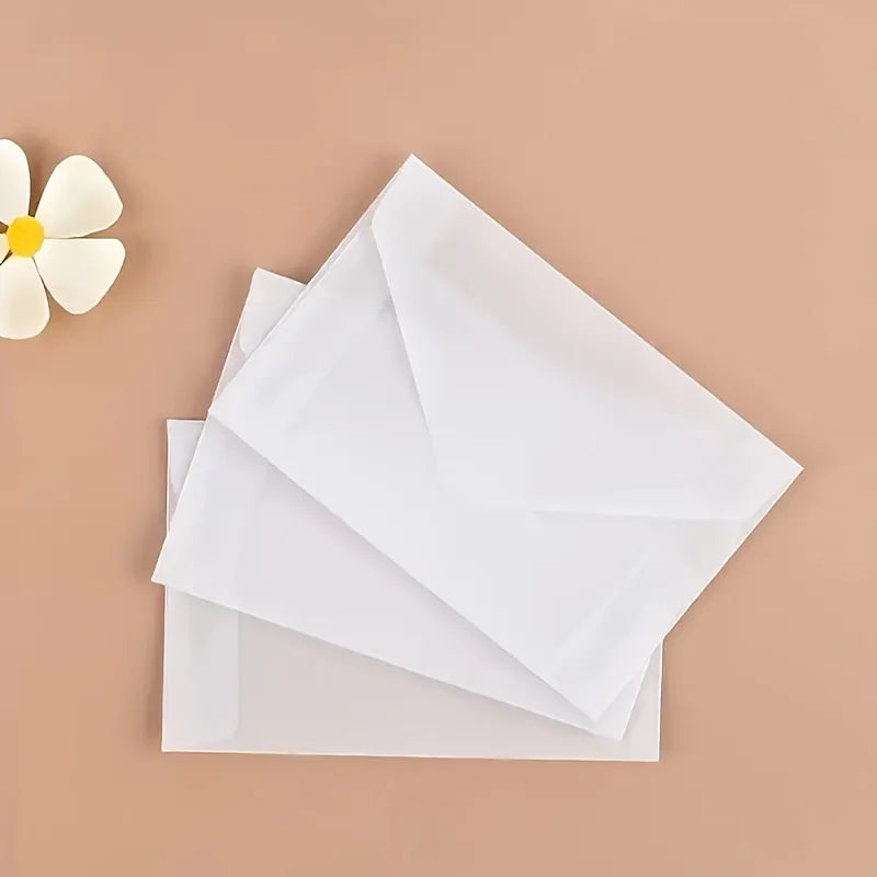 50pcs of Blank Semi-Transparent Self-Sealing Envelopes,Suitable for Invitations,Postcards,And Business Letters -Elegant European