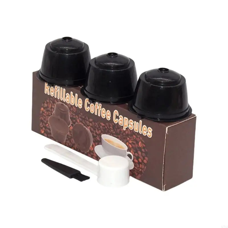 Coffee Pods Filters Set of 3 Reusable Including Cleaning Brush and Spoon Optional Color for Coffee Enthusiasts Present 87HA