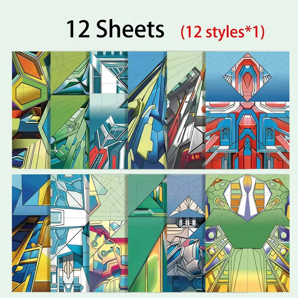 Color Origami Paper Set 12/96 Sheets DIY Handmade Craft Paper with Instruction Book for Children Boys Girls Gift