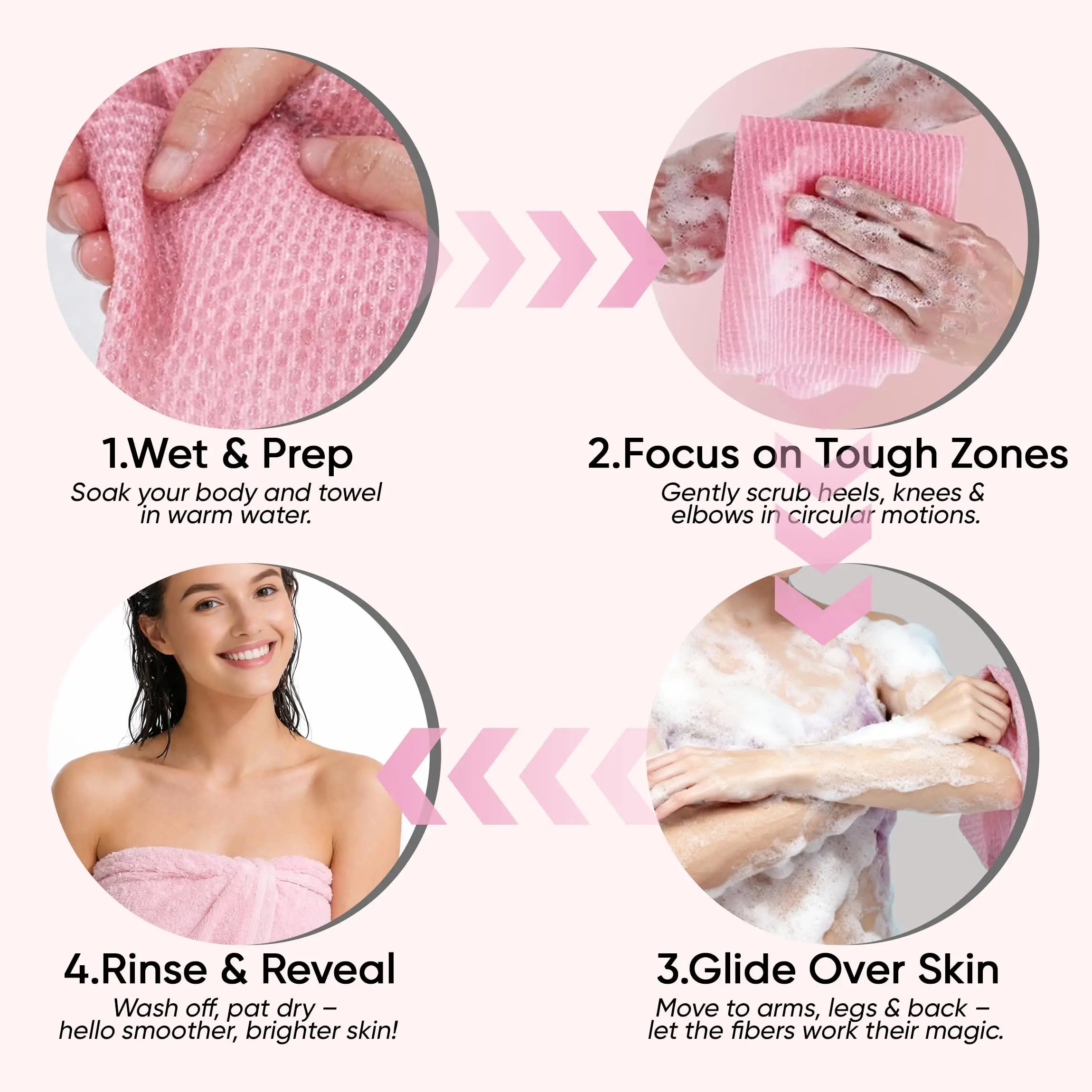 1PCS Quick-drying Exfoliating Shower Towel Deep Cleansing Scrub Wash Cloth Body Shower Gentle Exfoliation Removes for Men Woman